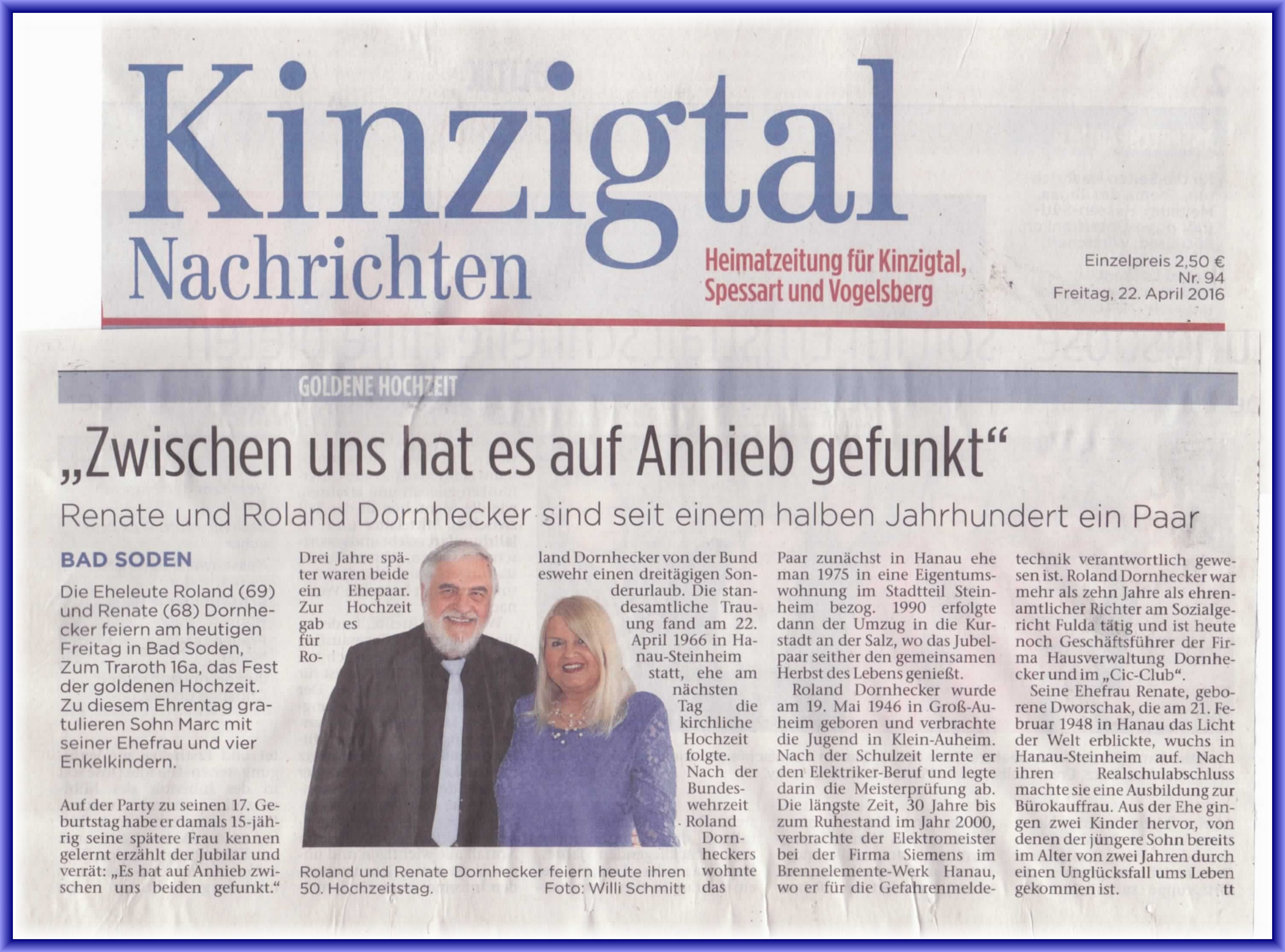 Goldene Hochzeit am 22.04.2016. Zoomen: Bitte Foto klicken!